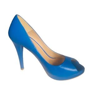 Zara Peeptoe Platform Heels in Royal Blue Size EU 37 (US 6.5)